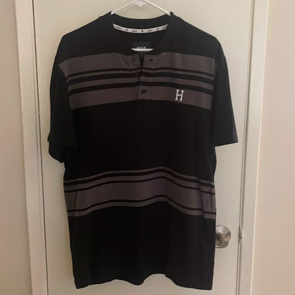 Huf crew neck button up t shirt